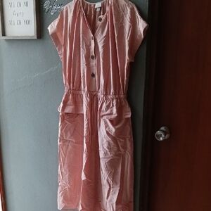 a new day Blush Button-Front Midi Dress